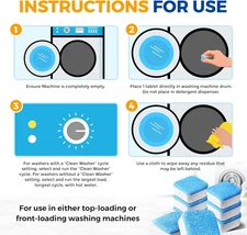 Washing Machine Cleaner, Deodorizer, & Descaler 6-Pack - Active Deep Cleaning...