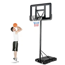 Portable Adjustable Height Basketball Hoop Stand W/Shatterproof Backboard Wheels