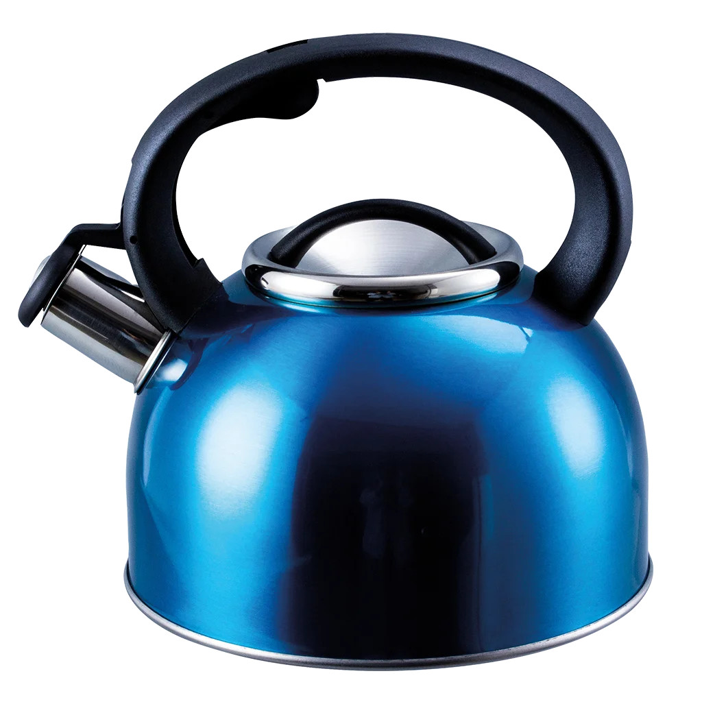 Liberty Leisure Whistling Kettle 2.5L Blue Stainless Steel Camping Motorhome Van - Image 4