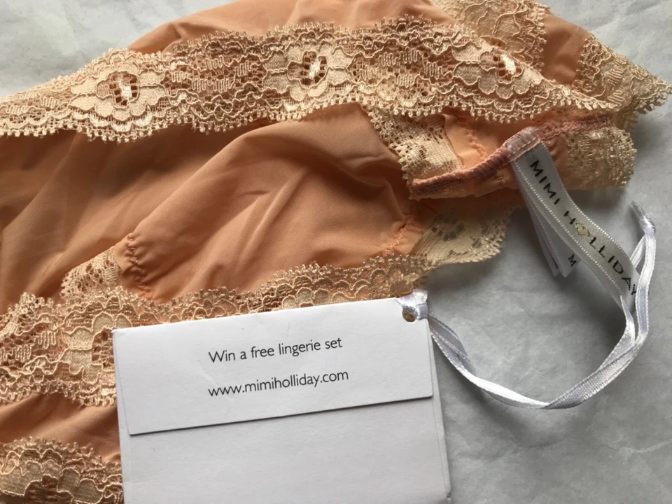 MIMI HOLLIDAY Intimates Brief  LACE TRIM PEACH CREAM UK MEDIUM — 第 4/4 张图片
