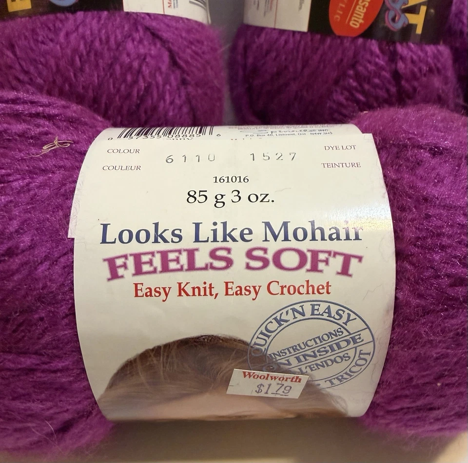 Lote/4 hilados mohair vintage Bernat morado 152 yardas Ea Foto 4 de 4