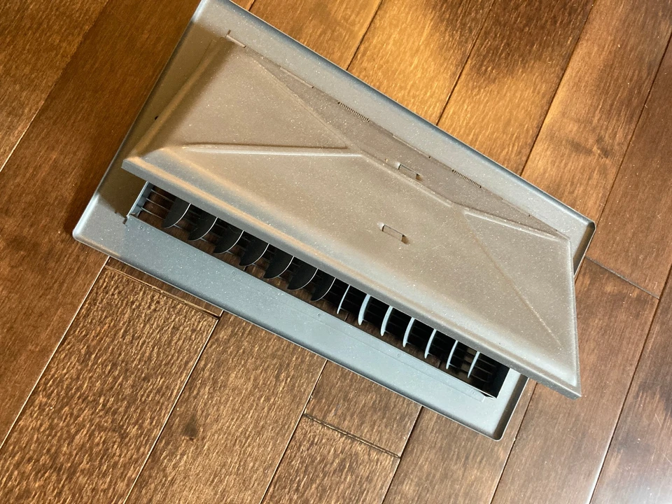 Amortiguador de cadena de acero vintage 1950 pared techo registro calefacción aire ventilación rejilla Foto 2 de 2