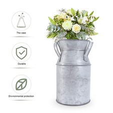 1pc en tôle de fer Vase en fer art art seau de fleurs séchées (blanc)