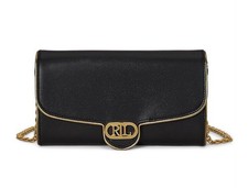 Ralph Lauren Leather Two-Tone Adair Crossbody Elegant Bag Black/ Gold 195