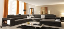 Ledersofa USB XXL Wohnlandschaft Ecksofa Bigsofa Design Garnitur Designersofa
