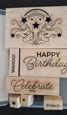 UNUSED Stampin' Up 7 Stamp Set BIRTHDAY BLAST Mounted, In Case