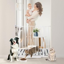 30-Inch Baby Gate with Cat Door, Adjustable Auto-Close Pet Door for Stairs