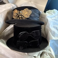 Lot Of 2 Vintage ERIC JAVITS / James Coviello Black Velvet Wool Bow Band Hat