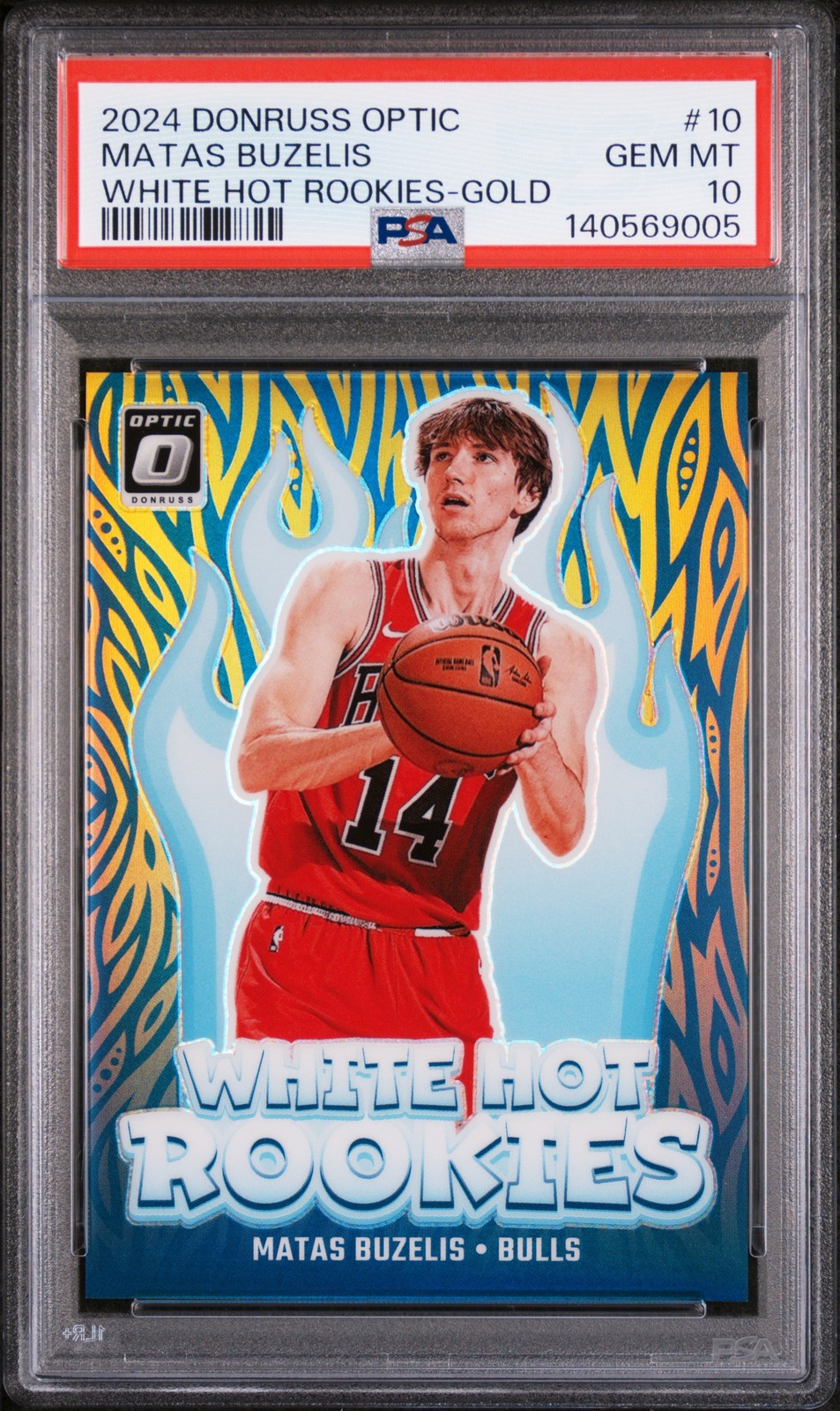 2024 PANINI DONRUSS OPTIC WHITE HOT ROOKIES GOLD #10 MATAS BUZELIS 4/10 PSA 10