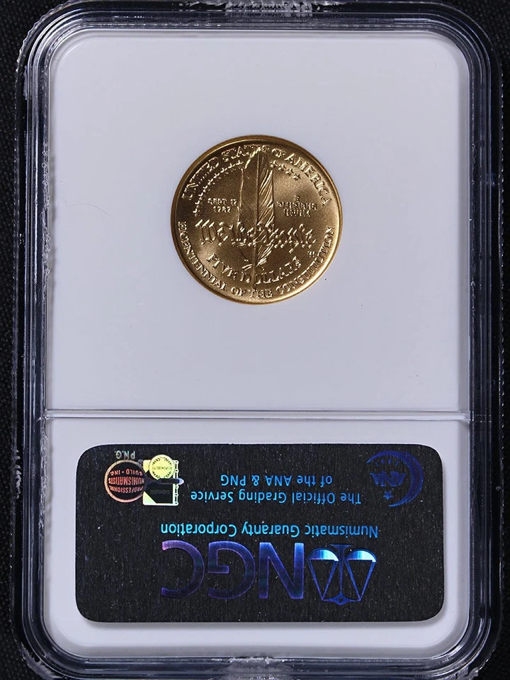 1987-W Constitution Commemorative Gold $5 NGC MS70 - STOCK - Image 4 of 4