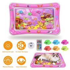 Upgraded Cat Water Mat Interactive PVC Sensory Play Mat with Floating Fish Toys