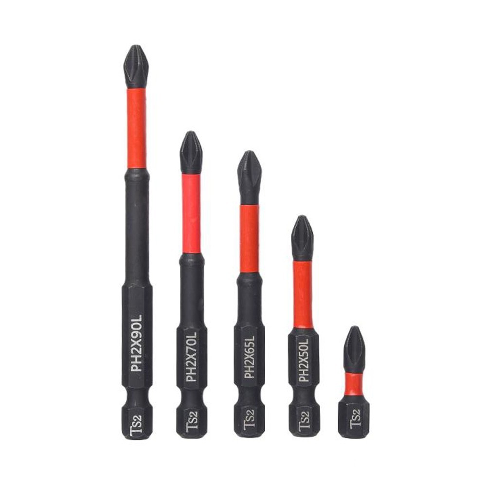 5pcs 25-90mm Magnetic Non-Slip Batch Head PH2 Cross Screwdriver Set Hex Shank