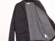 Wallace And Barnes Brushed Charcoal Cotton Blend Mélange Bouclé Shawl Cardigan M