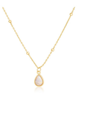 Sophia Esme Opal Teardrop Dainty Choker/Necklace Goldstone Gold Chain Gold Ball