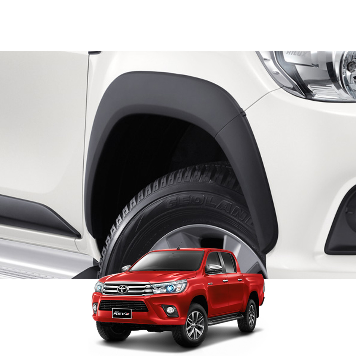 Genuine Black Fender Flares Wheel Arch Set Of 4 For Toyota Hilux Revo