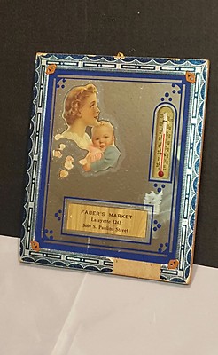 LAFAYETTE  Mirror Thermometer FABER'S MARKET RARE EARLY 1900S 