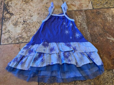 Naartjie 6-12 Months Blue Flutter Sleeve Floral Tulle Bottom Dress