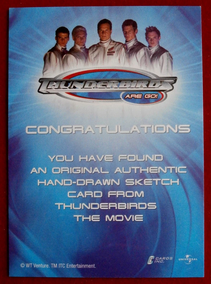THUNDERBIRDS - Scarce INK Sketch Card - FAB 1 by JOE CORRONEY - Cards Inc 2004 - Image 2 of 2