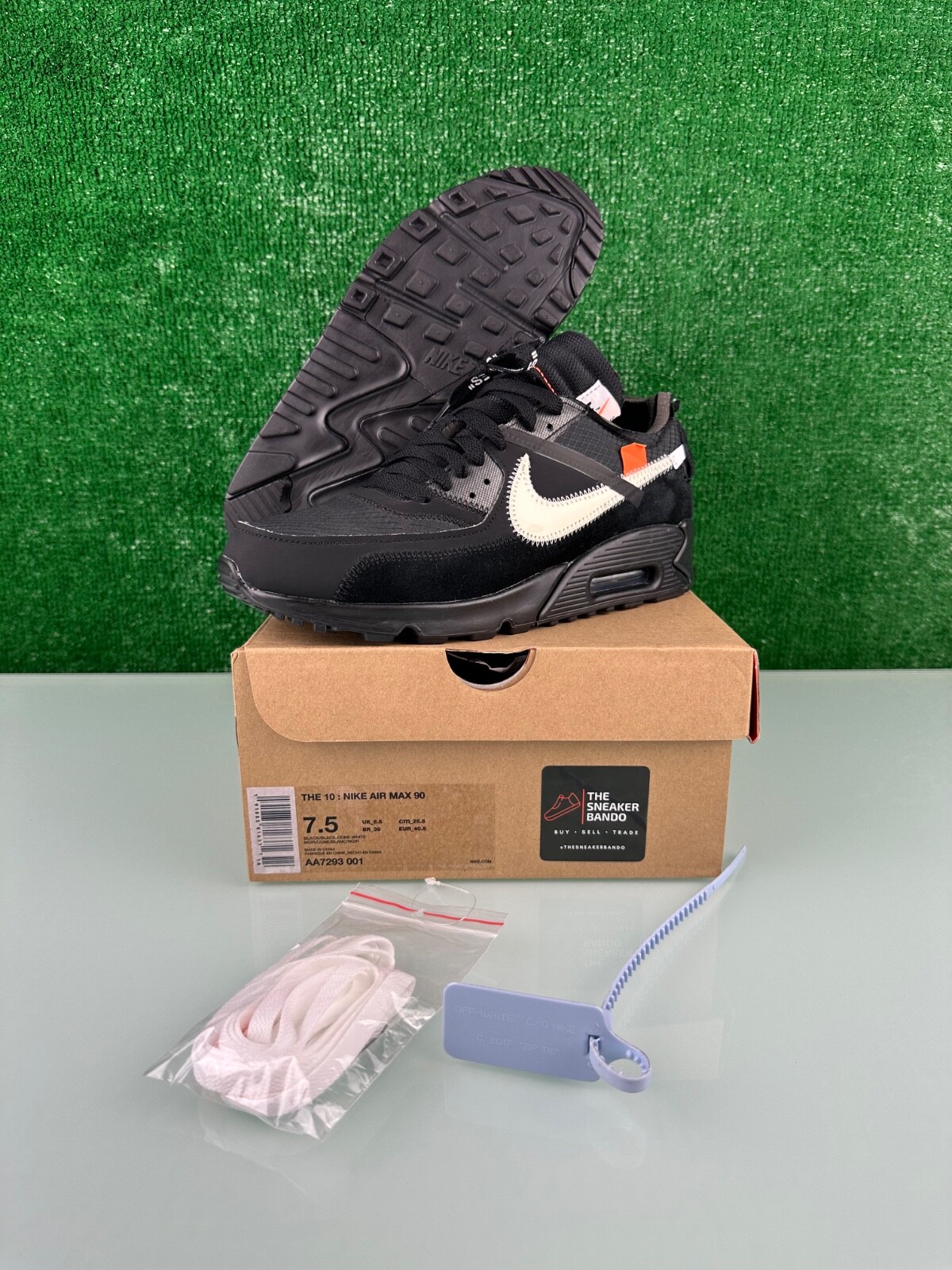 OFF WHITE X NIKE Taglia 7.5 Nike Air Max 90 x OFF WHITE Nero 2019 (PULITO!)