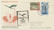 BUNDESREPUBLIK 1957 Erstflug Dt.Lufthansa nach MONTEVIDEO mit Superconstellation