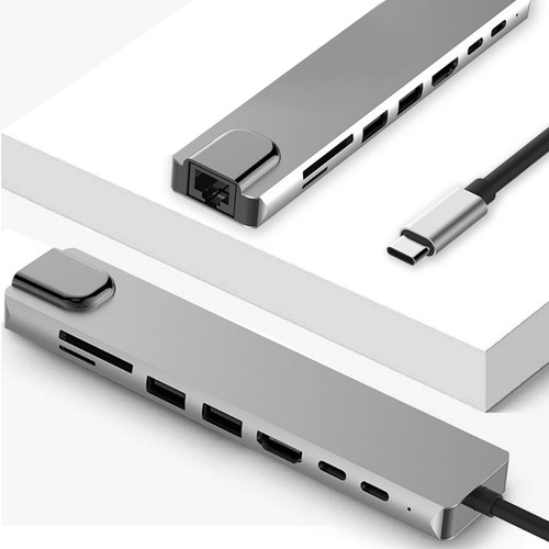 8in1 TypeC Interface To USB 3.0 Hub RJ45 Ethernet Mini SDTF OTG Adapter BGS - Photo 6/12
