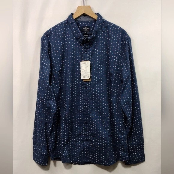 NWT Woodland Outdoor Performance Button Shirt Mens XXL Blue Office Holiday