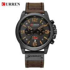 Mens Fashion Leather Quartz Watch Date Sport Chronograph Wristwatch