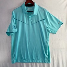 Nike Polo Shirt Mens Large Blue Dri Fit Tour Performance Golf Short Sleeve 1503