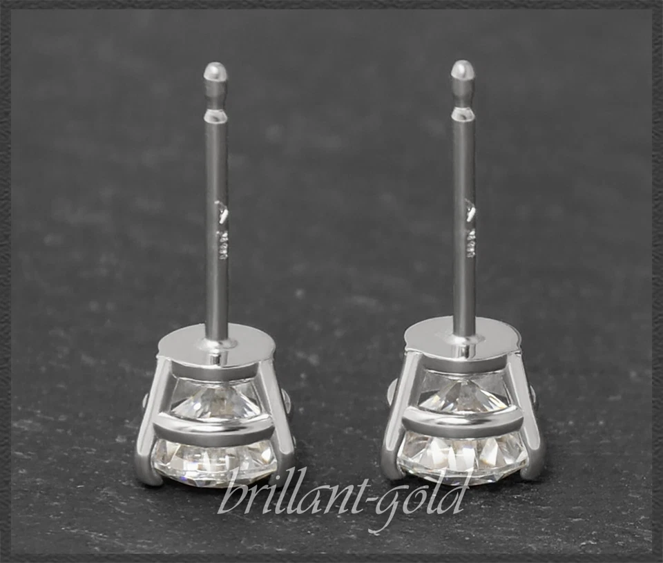 Diamant Solitär Ohrstecker aus 585 Weißgold mit 1,51ct Brillanten, River E & Si2 - Bild 4 von 4