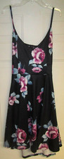 WOMEN'S SLEEVELESS FLORAL MINI DRESS W/ LACE BACK BLACK MEDIUM NEW!!