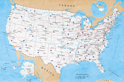 ROAD MAP OF THE USA SINGLE 24X36 POSTER BRAND NEW NEVER HUNG HIGHWAYS SHOWN NEW!