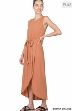 Watch Me Rise Faux Wrap Knit Belted Dress 2X NWTS Butter Orange