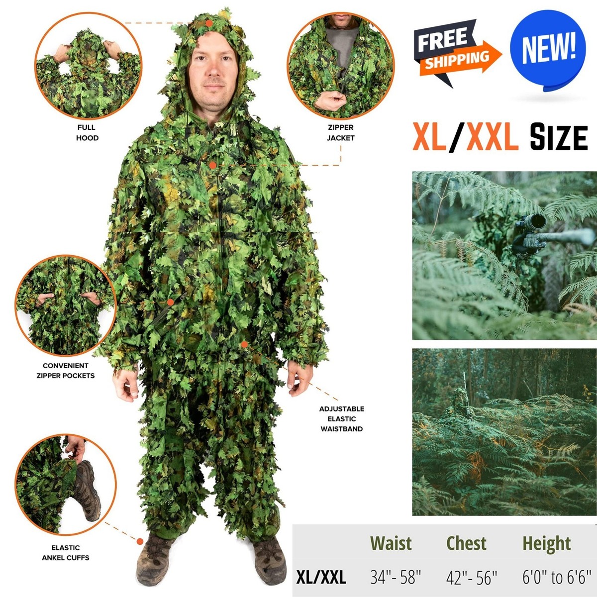 Ghillie vintage 3D leaf mesh Ghillie jacket Suit For Men Ghillie vintage 3D leaf mesh Ghillie jacket Suit For Men
