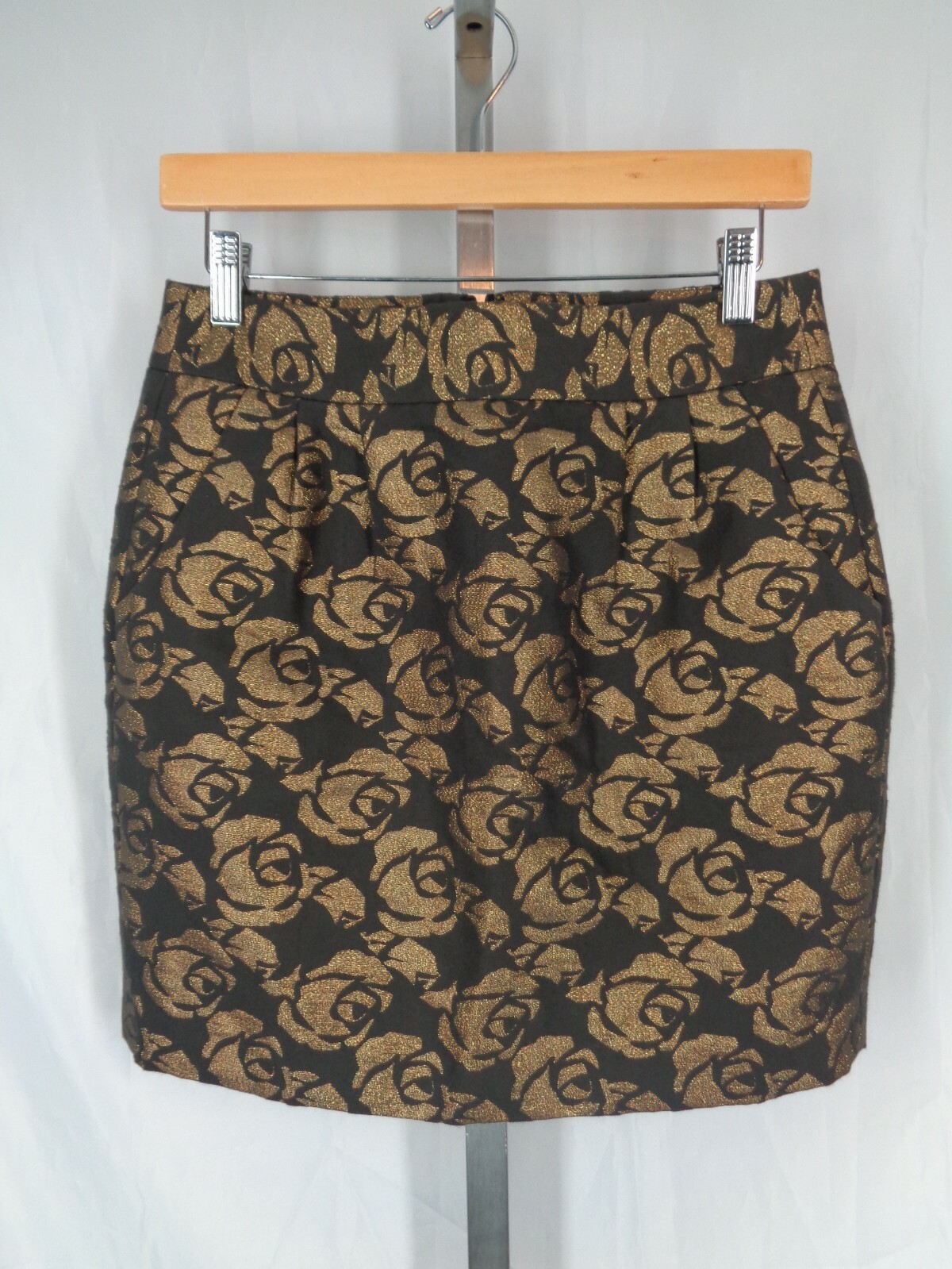 Ann Taylor Loft Black Gold Floral Jacquard Skirt Size 2 New