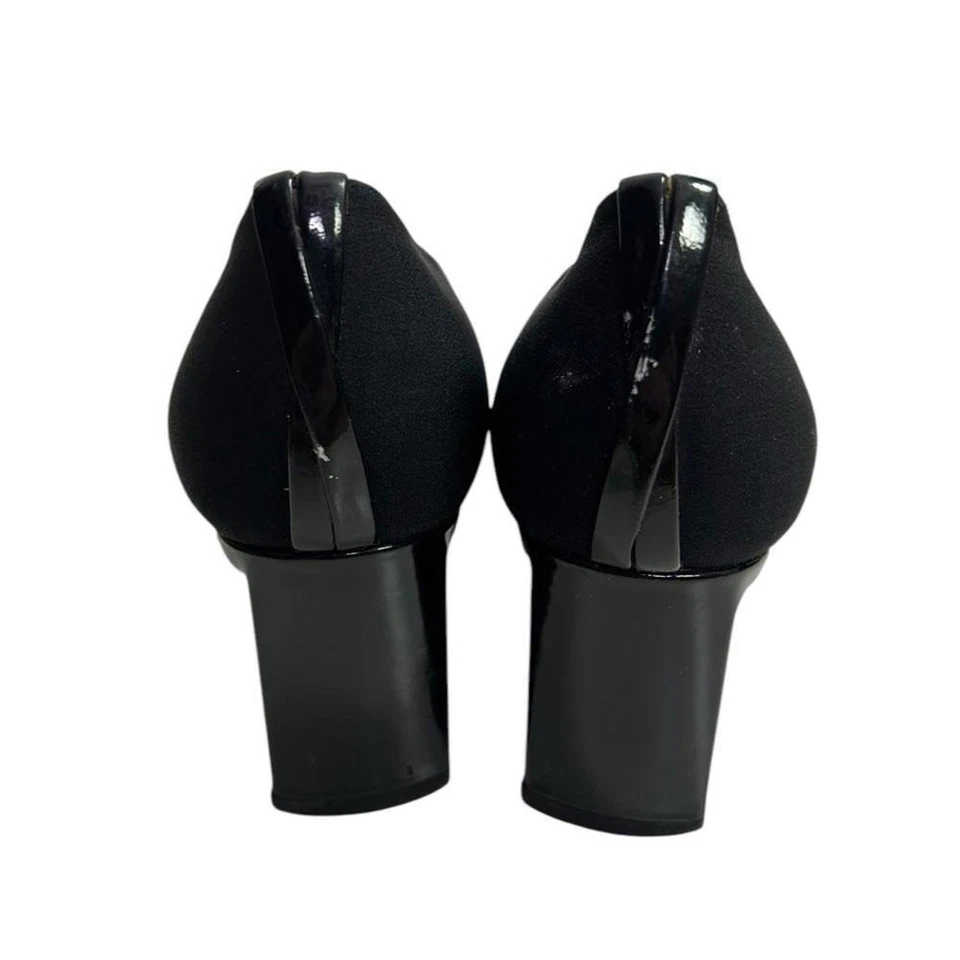 Stuart Weitzman l Vintage Años 90 Charol/Tela Peep Toe Gatito Tacones 9.5 Foto 4 de 4