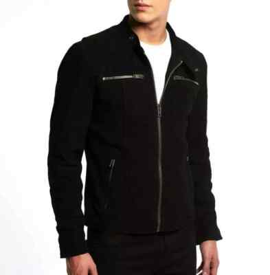 BLACK Suede Biker Classy Jacket New Handmade Casual Wear Men Real Lambskin Soft