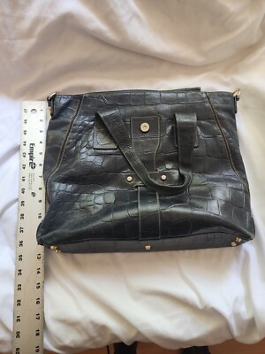 Arcadia Italian Patent Leather Black Top Zipper Bag 0000000435