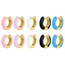 Women's Hypoallergenic Stainless Steel Enamel Huggie Hoop Earrings s925 Pin