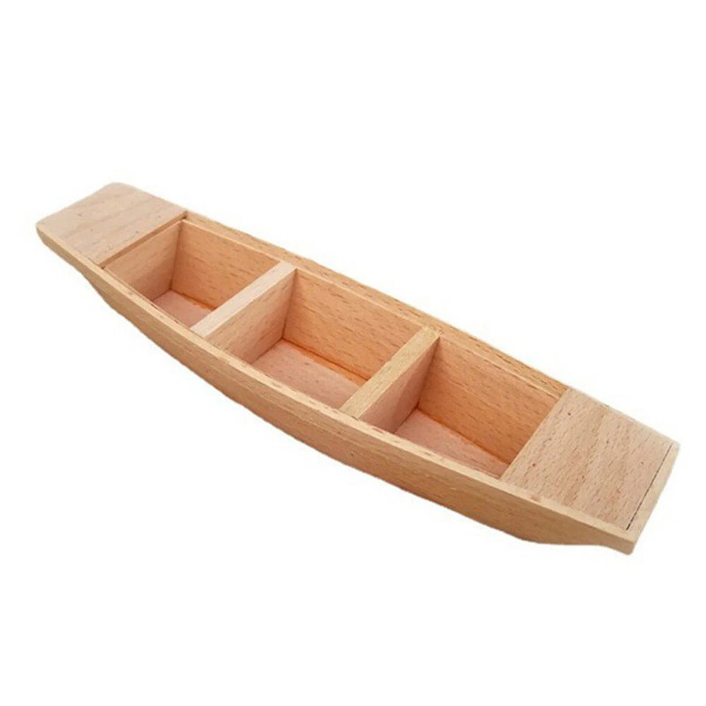 Wooden Miniature Small Boat Landscape Bonsai Decor Mini Fishing