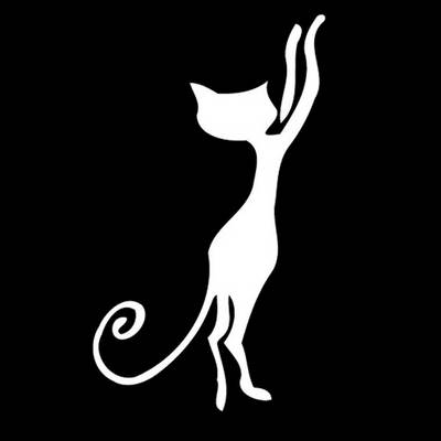 Adesivo sticker GATTO FUSA automobile auto moto scooter vetrofania tuning  ARGENT