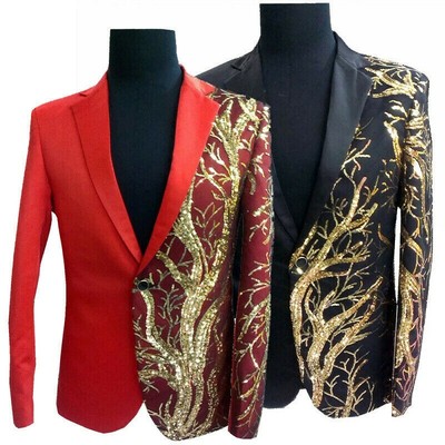 red sequin suit jacket