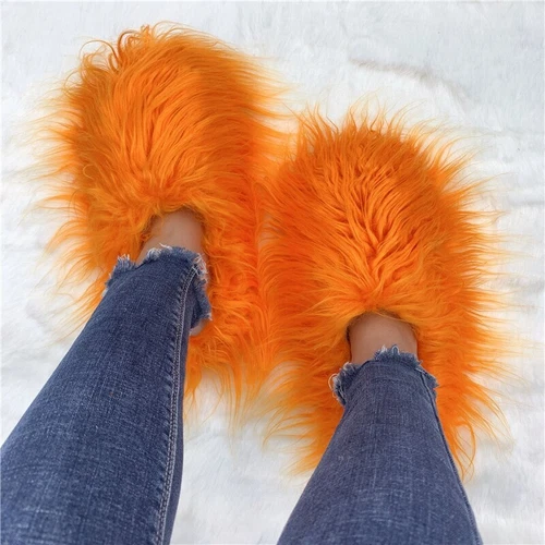 Outside Fashion Fluffy Sheep Mongolia Fur Sliper Shose For Women And Men - Picture 29 of 35