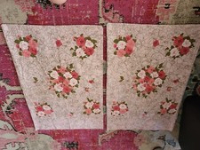 Vintage pink roses floral pillowcases standard size pair garden cottagecore set