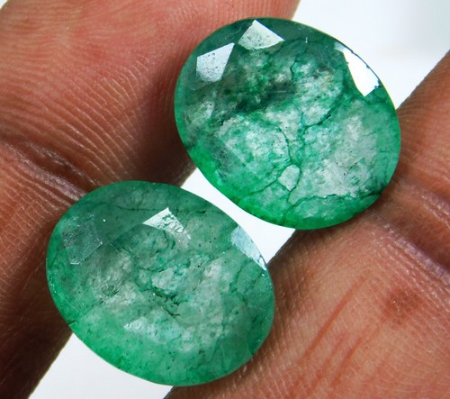Certified 18.40 Ct Natural Colombian Green Emerald Beautiful Loose Gemstone Pair - Picture 8 of 12