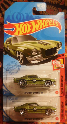 2 HOT WHEELS 2022 N Case Walgreen's Exclusive Green '70 CHEVY CAMARO RS Comb S&H