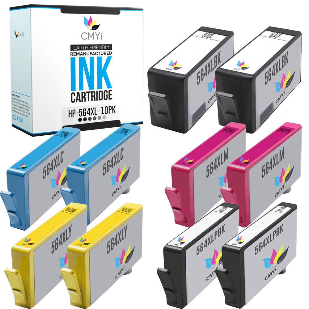 Replacement Ink Cartridges for HP 564XL Black Color 10 PK Deskjet Officejet