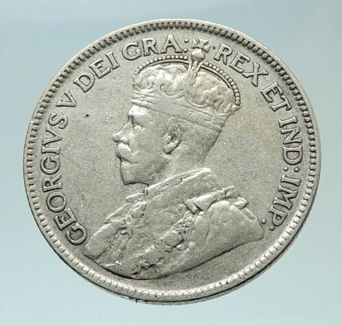 1929 Canadá Reino Unido Rey Jorge V genuino original plata 25 centavos moneda i76503 - Imagen 1 de 3
