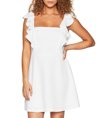 Bcbgeneration Women's Ruffled Square-Neck Dress (Off White) Size 8