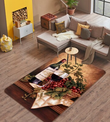 3D Wine Grape Wine Glass ZHUA1032 Game Non Slip Rug Mat Photo Carpet Amy