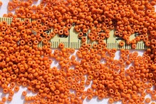 9/0 Antique French Old Dark Orange Seed Beads 3x2mm Crafts Jewelry Making /1oz